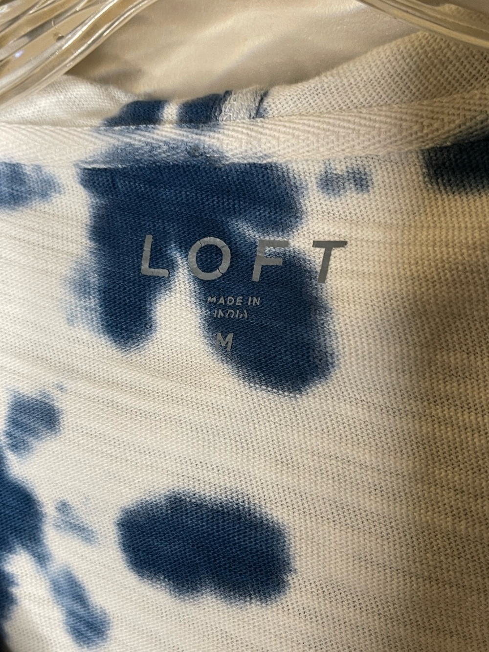 LOFT White & Navy Floral Tie-Dye Hoodie Top Sz M - Picture 5 of 5